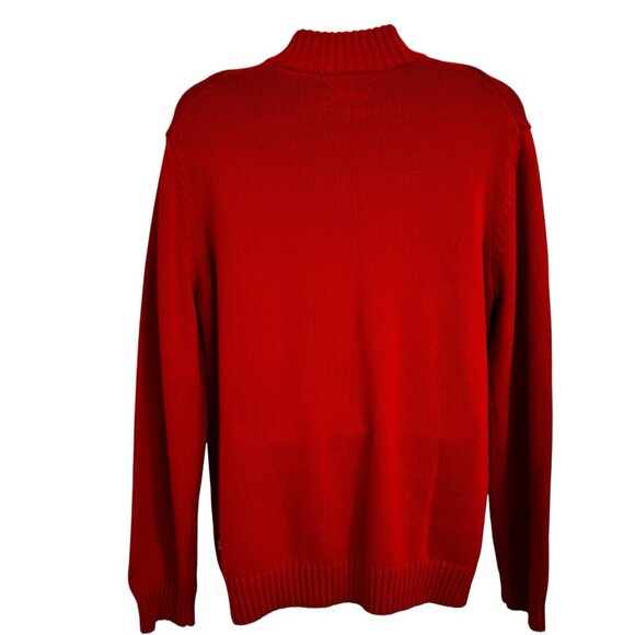 Chaps Ralph Lauren Men 1/4 Zip Moose Sweater Mock Neck Red Black L Cabincore - Picture 4 of 14